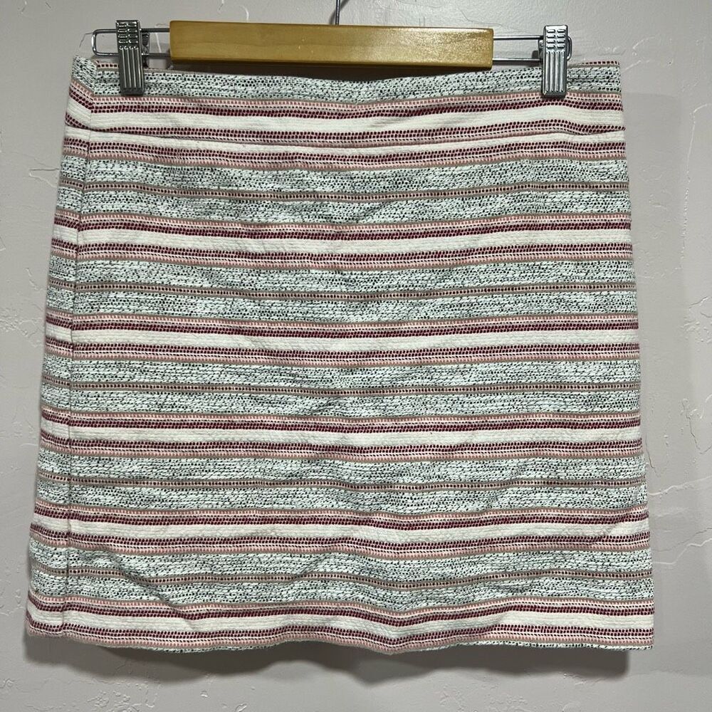 Loft Pink Striped Tweed Skirt